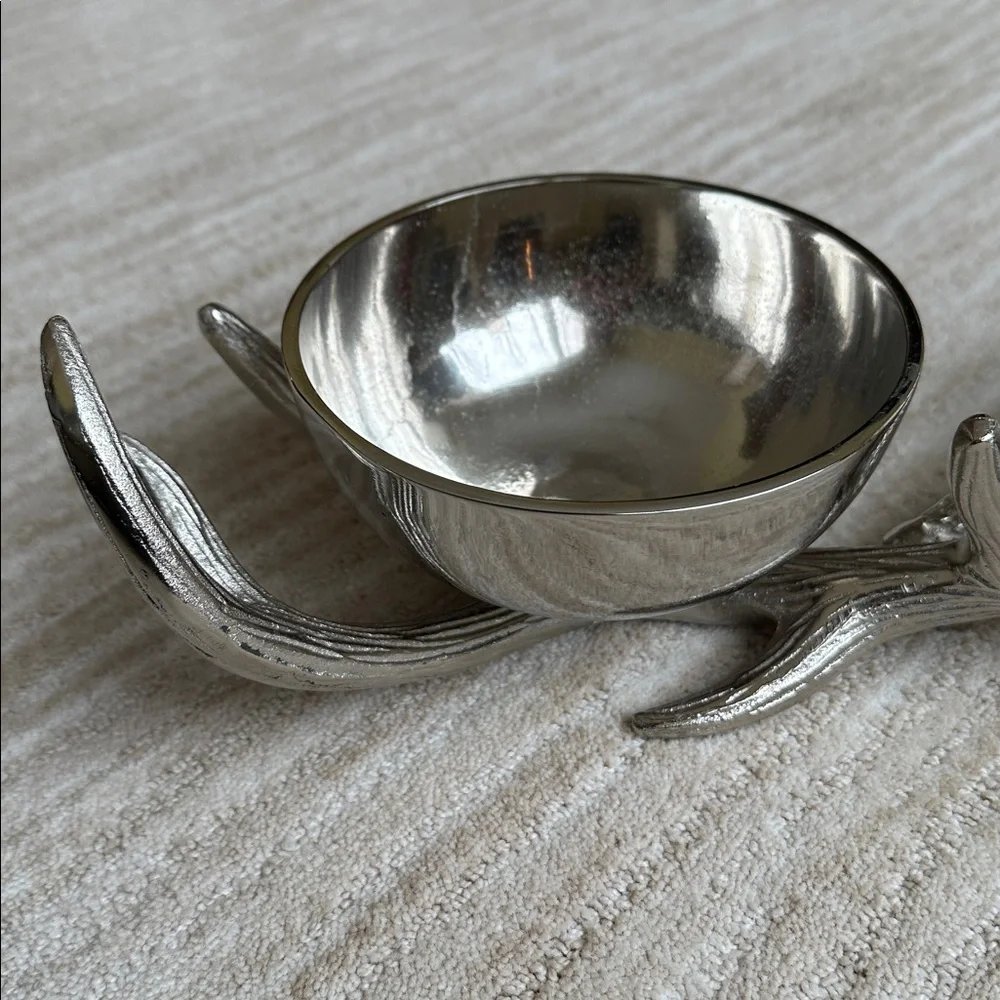 Antler Base Pedestal 2 Bowl Silver Dish Decor